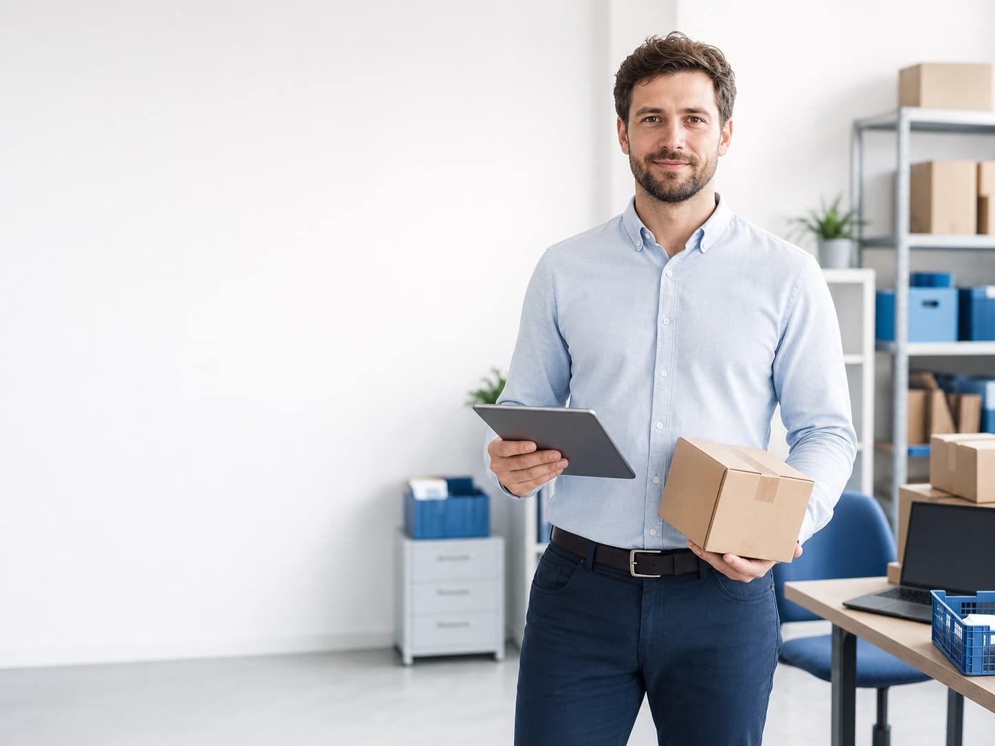 Fictional e-commerce manager reviewing categories, product variants, and purchase terms