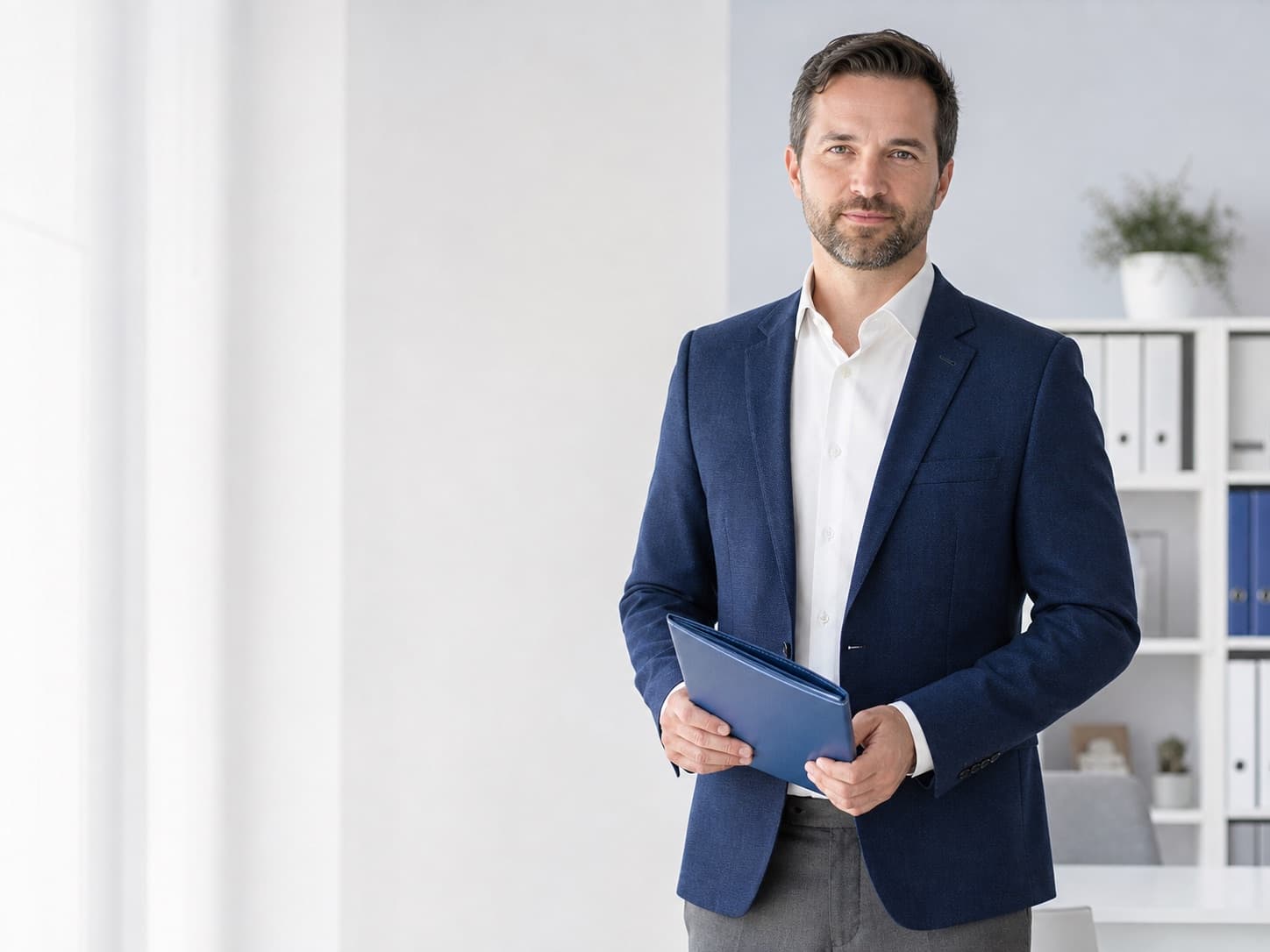 Fictional financial specialist comparing consumer product costs and business financing documents