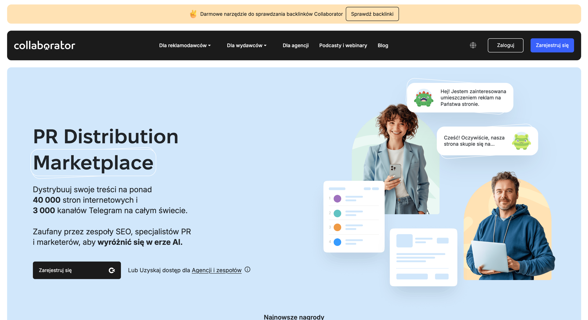 Collaborator - marketplace dystrybucji treści i publikacji sponsorowanych, alternatywa dla Linkhouse